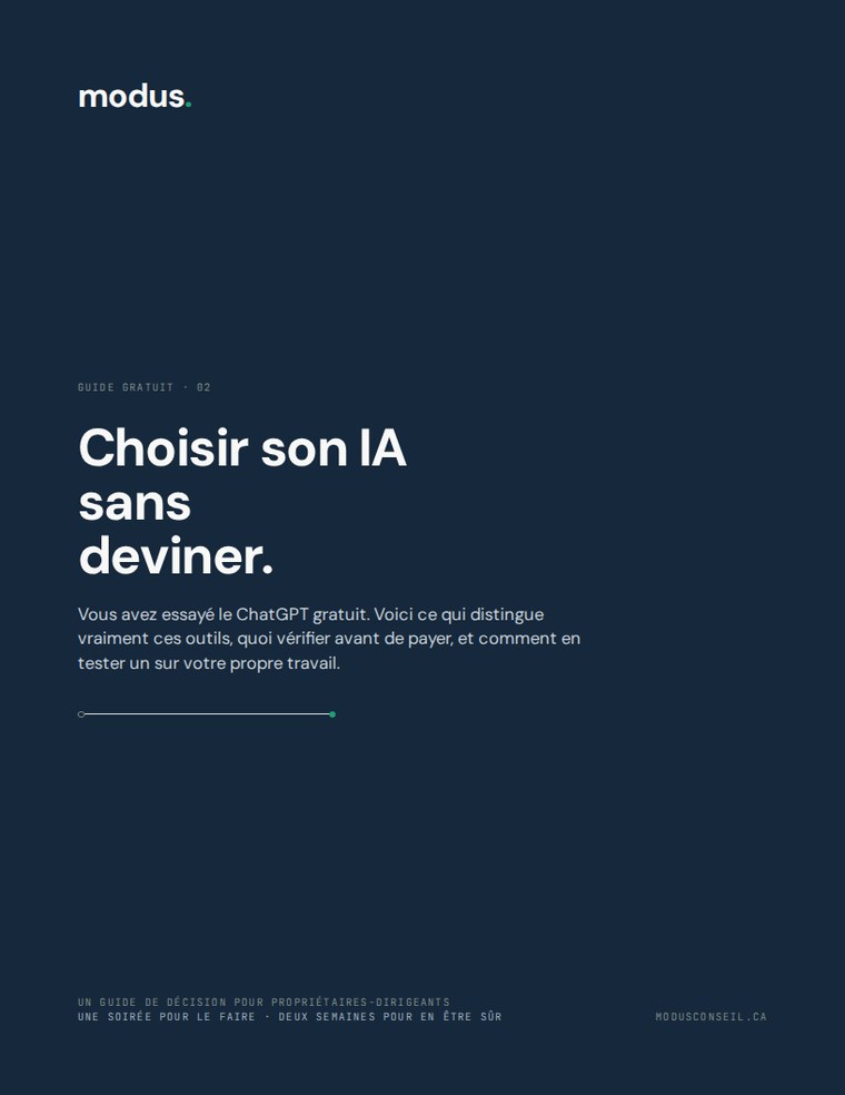 Couverture du guide : « Choisir son IA sans deviner », édition française.
