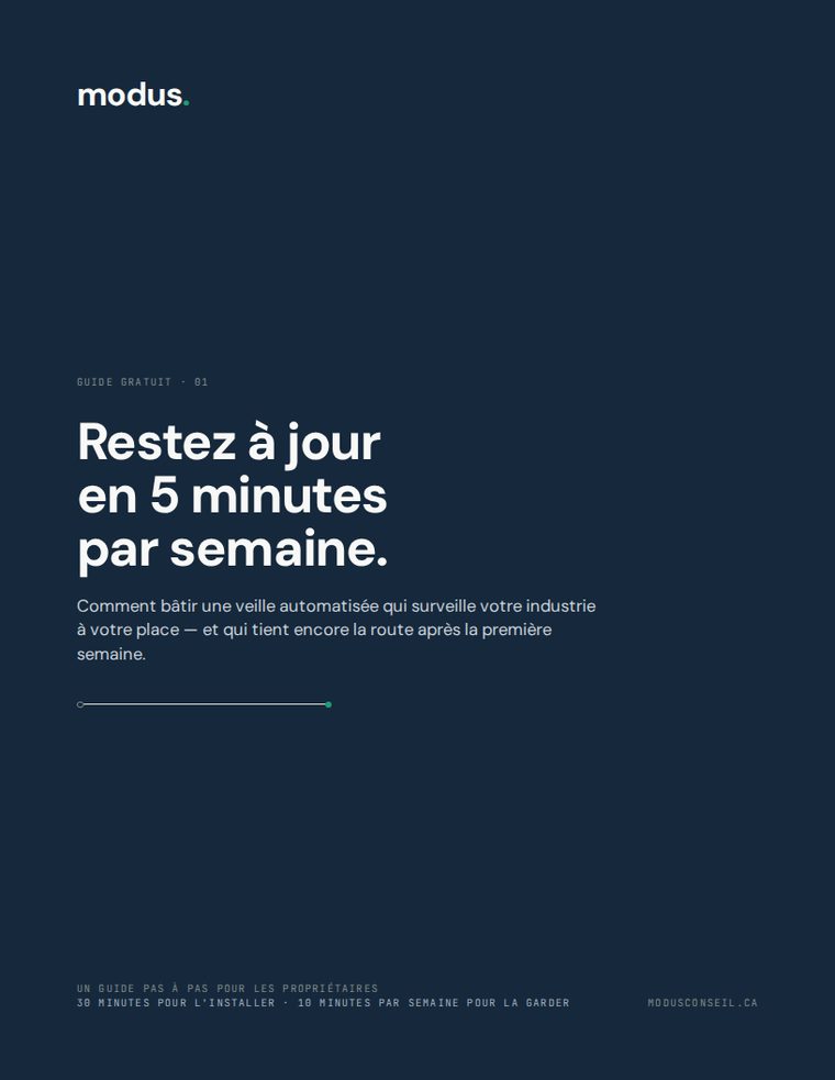 Couverture du guide : « Restez à jour en 5 minutes par semaine », édition française.