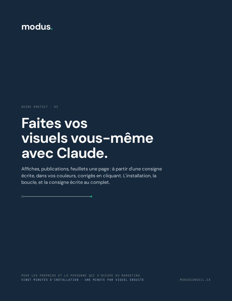 Couverture du guide : « Faites vos visuels vous-même avec Claude », édition française.